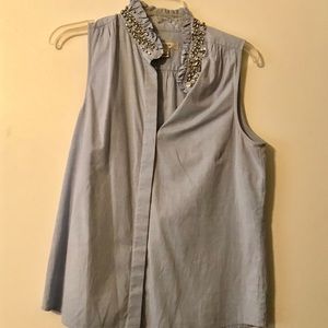 Jeweled collar J Crew sleeveless blouse